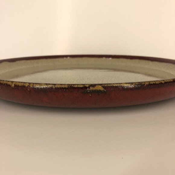 Pier 1 Crackle Collection Vintage 1990s Pottery Large‎ Brick Red Beige Plate - Picture 7 of 12